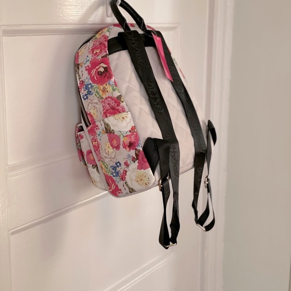 BETSEY JOHNSON Floral Quilted Backpack - Grey Multi - NEW WITH TAGS
